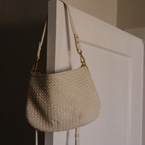 Quince Italian Handwoven Leather Mini Shoulder Bag in color Bone